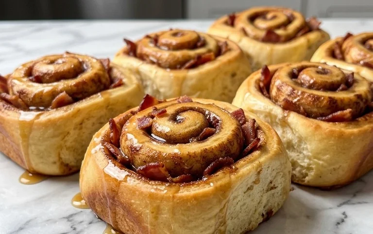 Easy Maple Beef Bacon Cinnamon Rolls