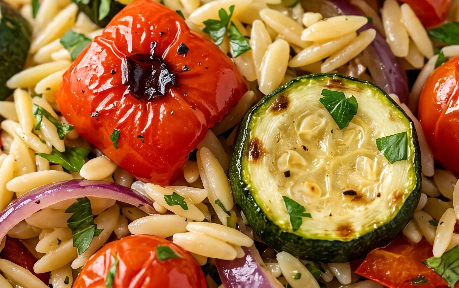 Vegan Roasted Veggie Orzo Salad